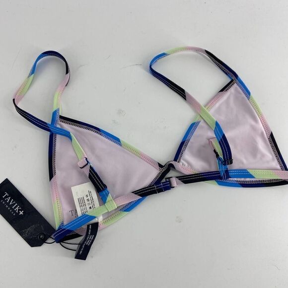 Tavik Jett Esalen Womens striped blue green new triangle swim bikini top small - Picture 3 of 13